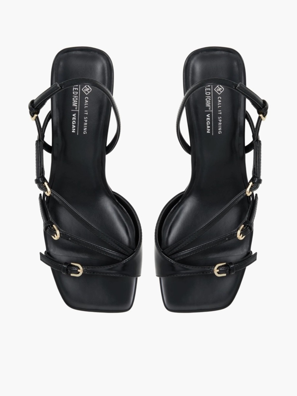 Call It Spring Dianah Black Strappy Square-Toe Heeled Sandals